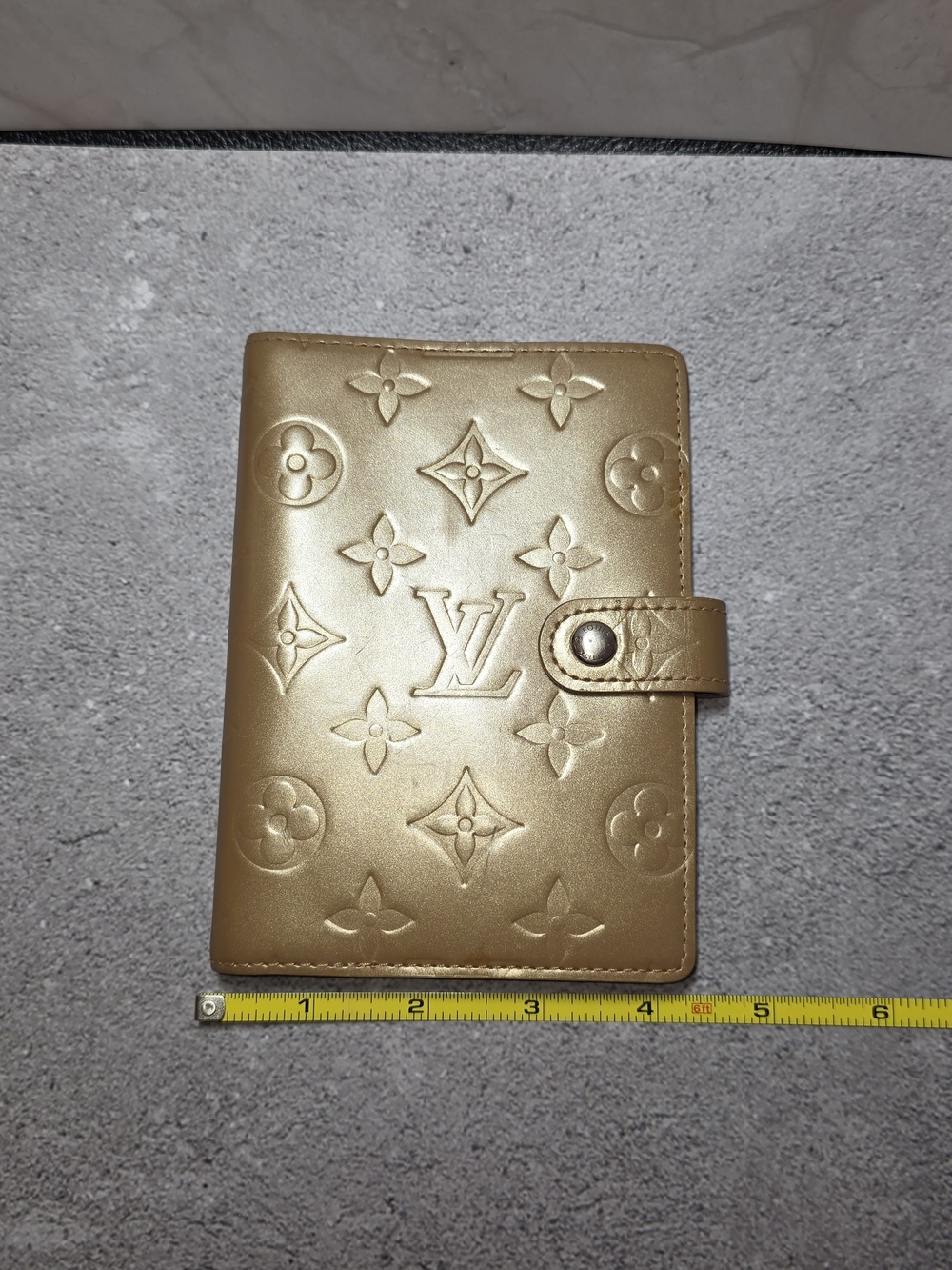 Louis Vuitton Gold Embossed Monogram Vernis Compact Agenda Cover